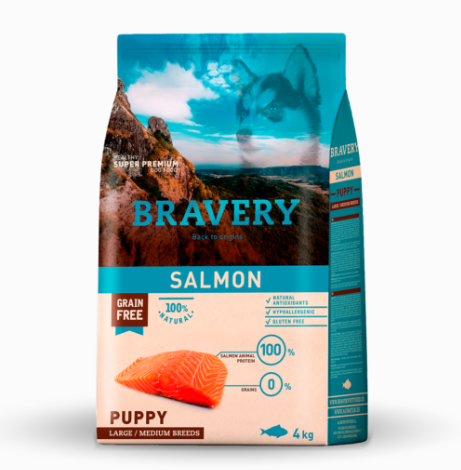 BRAVERY DOG PUPPY SALMÓN  MED-LARGE BR. 4KG