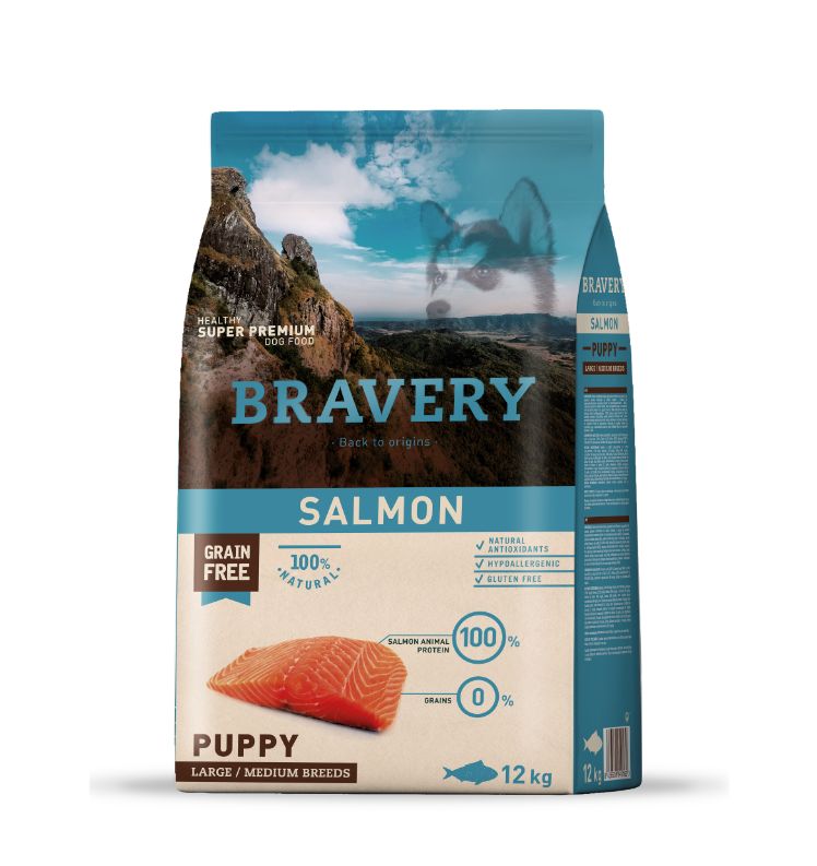 BRAVERY DOG PUPPY SALMON  MED-LARGE BR. 12KG