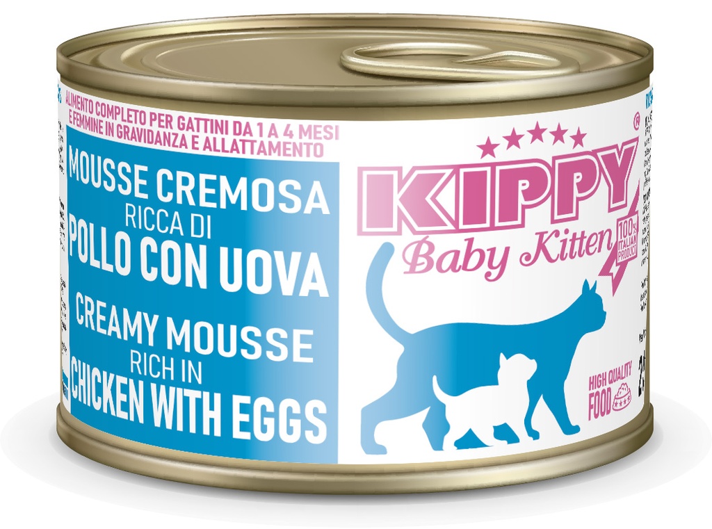 KIPPY CAT BABY KITTEN MOUSSE POLLO Y HUEVOS 200GR (24 UND.)