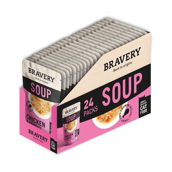 BRAVERY CAT SOPA CHICKEN & CARROTS 40 GR (24 UND.)