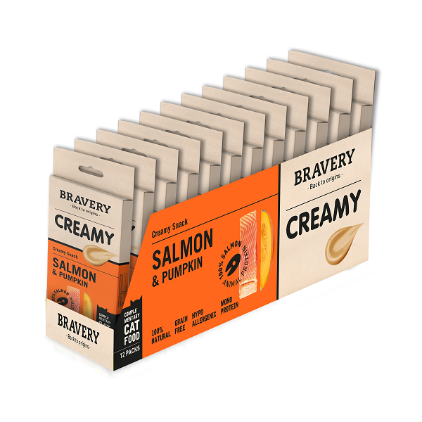 BRAVERY CAT CREAMY SALMON & PUMPKIN 56 GR (12UND.)