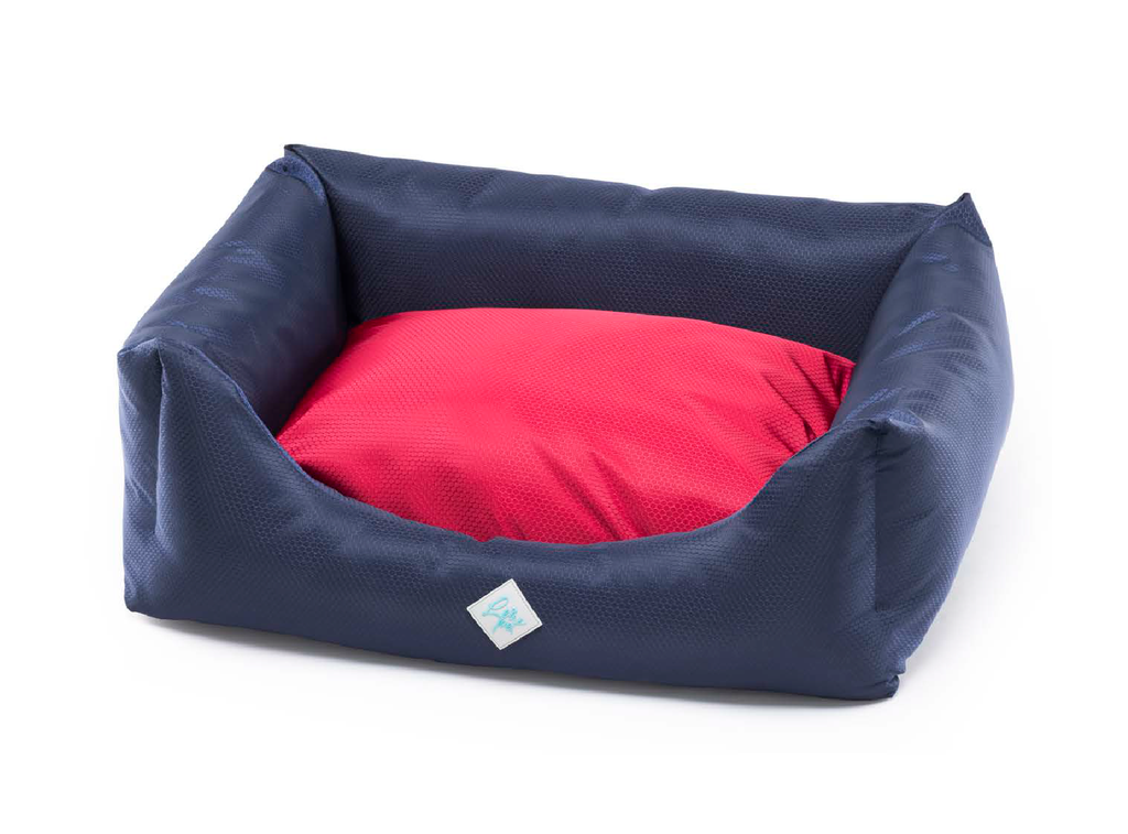 LEO PET CAMA RODI CON COJÍN DESMONTABLE PANAL AZUL OSCURO/ROJO 60X70 CM