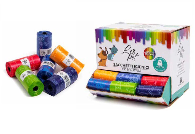 LEO PET BOLSAS PERRO SURTIDO COLORES 60 ROLLOS