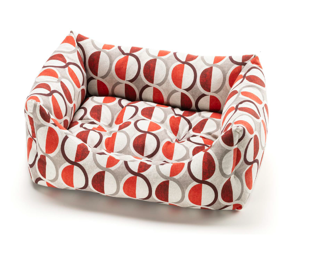 LEO PET CAMA RODI CÍRCULOS ROJOS 85X110 CM