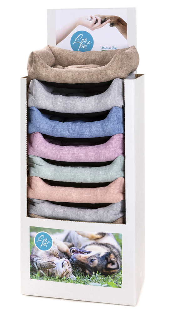 LEO PET EXPOSITOR CAMAS RODI COLORES LISOS PASTEL SURTIDO 60X70 CM (14 UNIDADES POR EXPOSITOR)