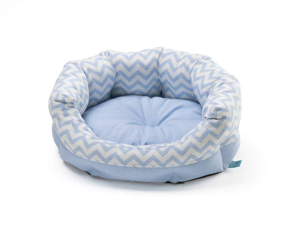 LEO PET CAMA SANTORINI PUPPY AZUL CLARO ZIG ZAG 45X35X18 CM