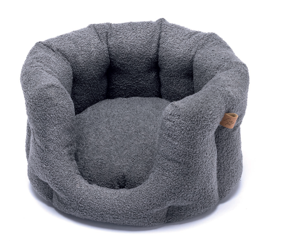 LEO PET CAMA REDONDA CORFU' GRIS PELOUCHE CON CREMALLERA 50X45X27 CM