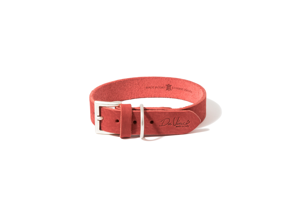 LEO PET FATTED LEATHER COLLAR 45x2 CM RED
