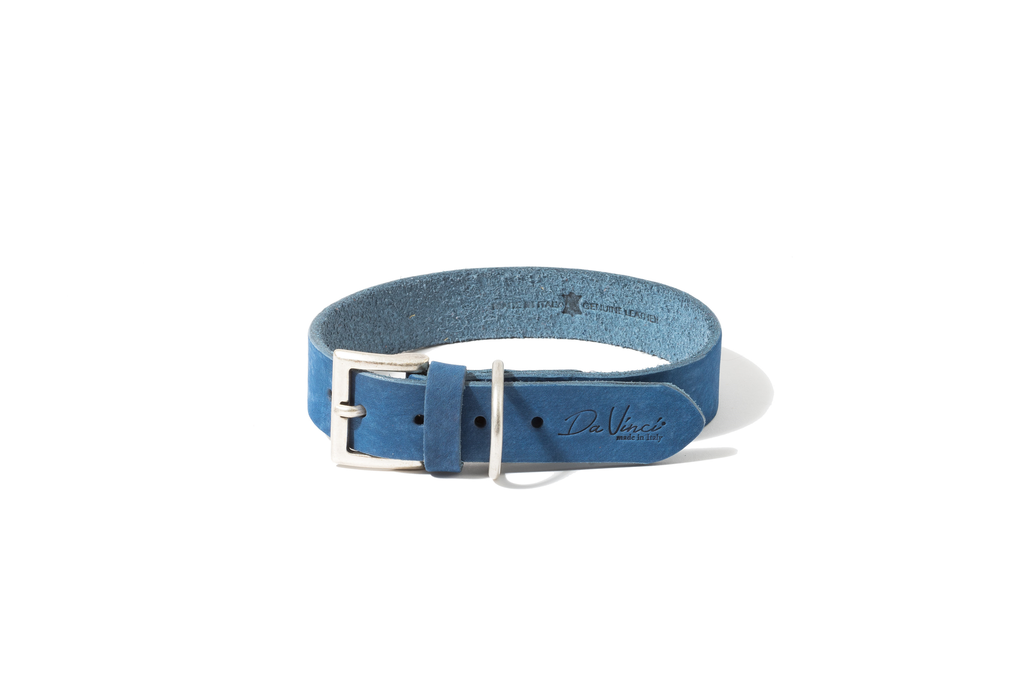 LEO PET FATTED LEATHER COLLAR 50x3 CM BLUE