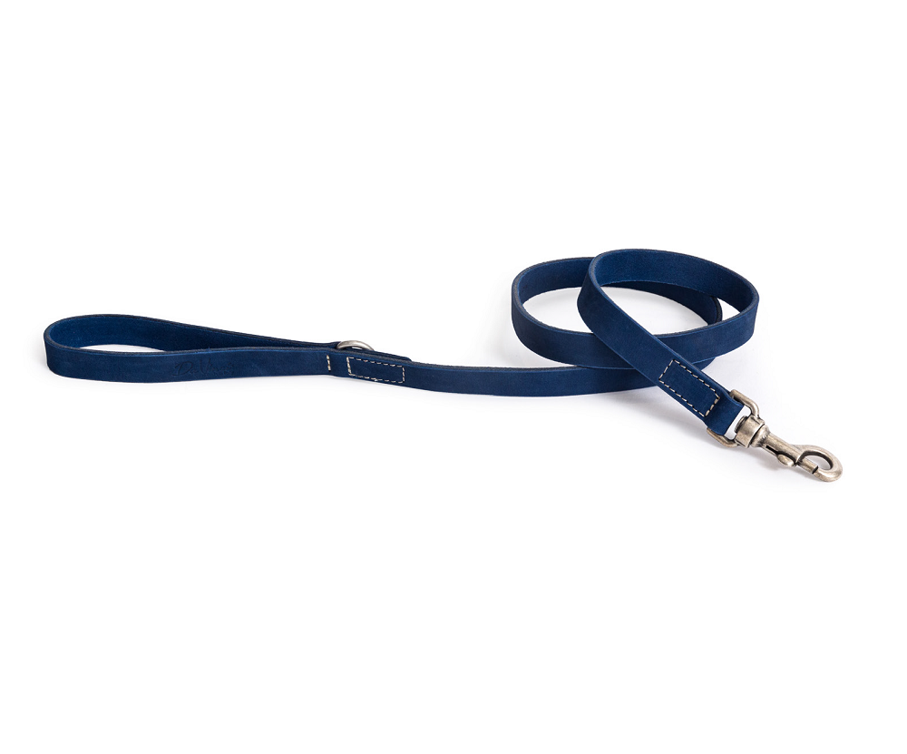 LEO PET FATTED LEATHER LEAD 120x2 CM BLUE
