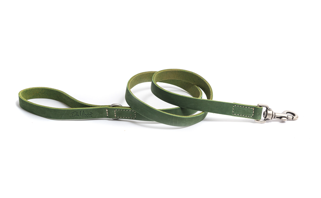 LEO PET FATTED LEATHER LEAD 120x2 CM GREEN