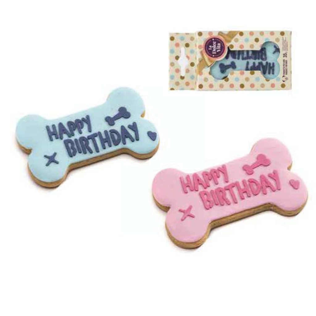LEO PET GALLETA DE CUMPLEAÑOS "HAPPY BIRTHDAY" AZUL/ROSA 35GR