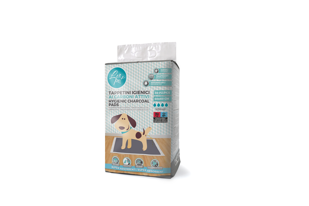 LEO PET EMPAPADORES CON CARBÓN ACTIVO Y TIRA ADHESIVA 60x60 (30 UND)