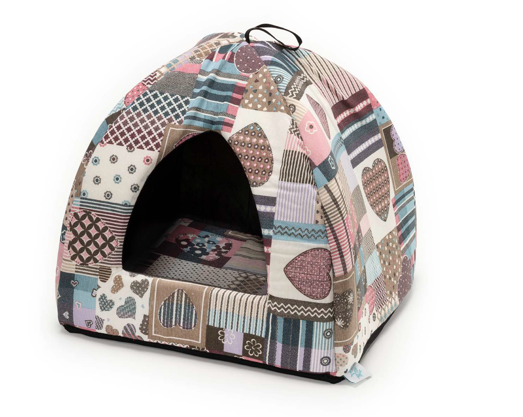 LEO PET IGLOO PLEGABLE PIRAMIDE CLEO TELAS MIXTAS 43X43X43H CM