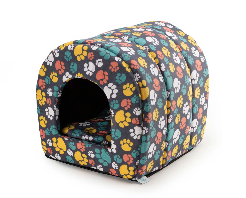 LEO PET CAMA TUNEL ESPUMA "VULCANO" COJIN 35X50X36H CM TELAS MIXTAS