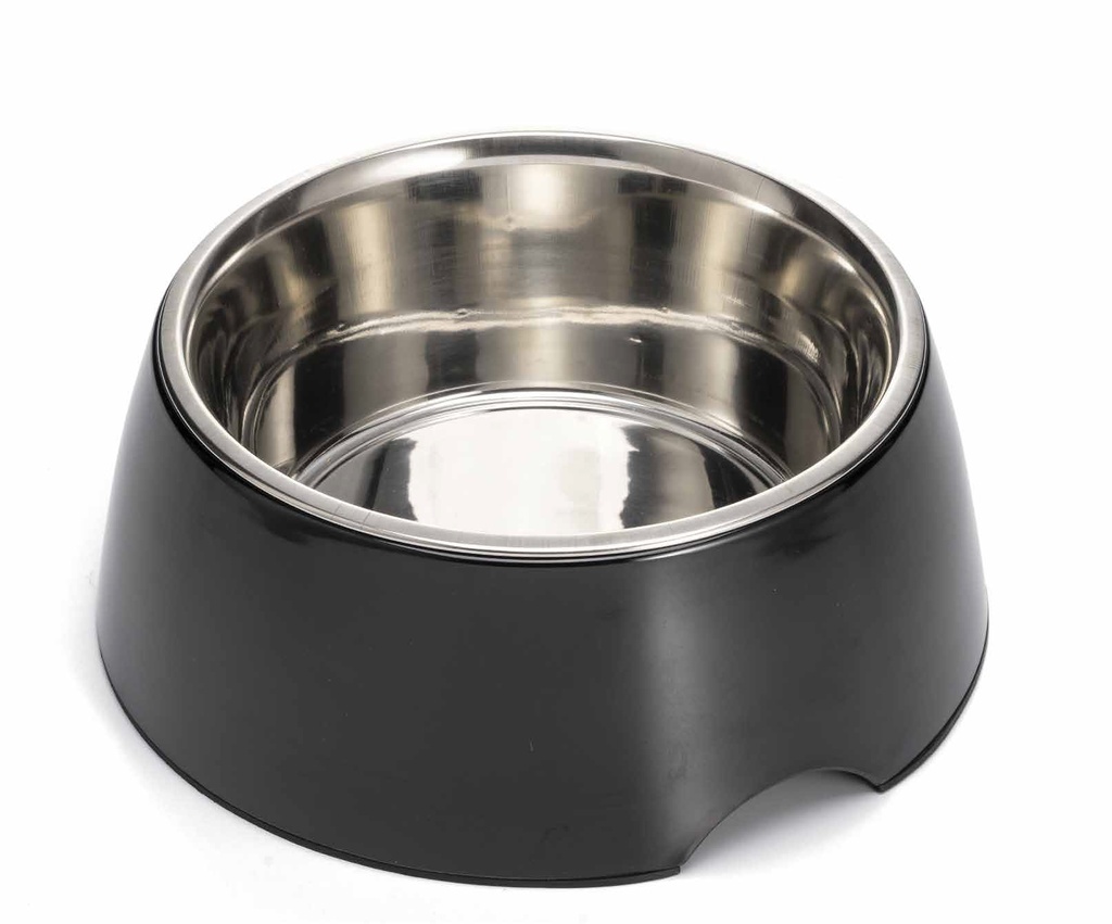 LEO PET BOL INOX, EXTERIOR MELAMINA NEGRO - ANTIDESLIZANTE 400 ML Ø11,5CM