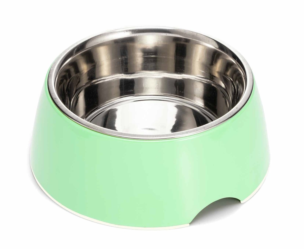 LEO PET BOL INOX, EXTERIOR MELAMINA VERDE - ANTIDESLIZANTE 400 ML Ø11,5CM