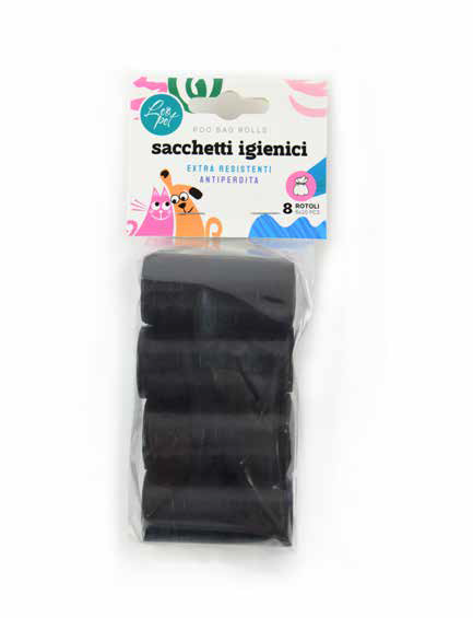 LEO PET BOLSAS PARA EXCREMENTOS NEGRAS 8 ROLLOS