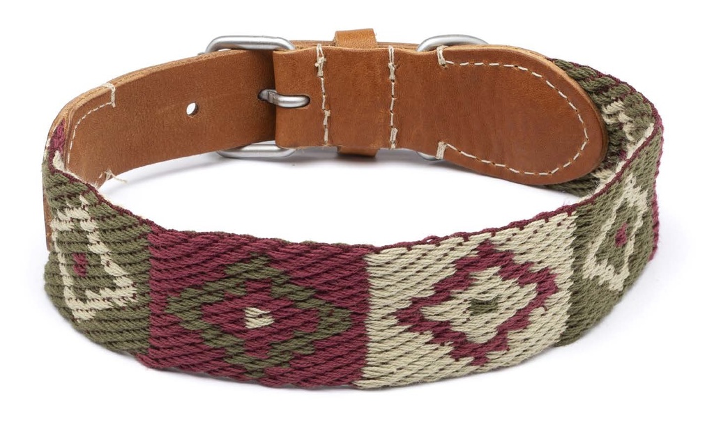 LEO PET COLLAR DE CINTA ESTAMPADO ROMBOS BASE VERDE 60X3.5CM 