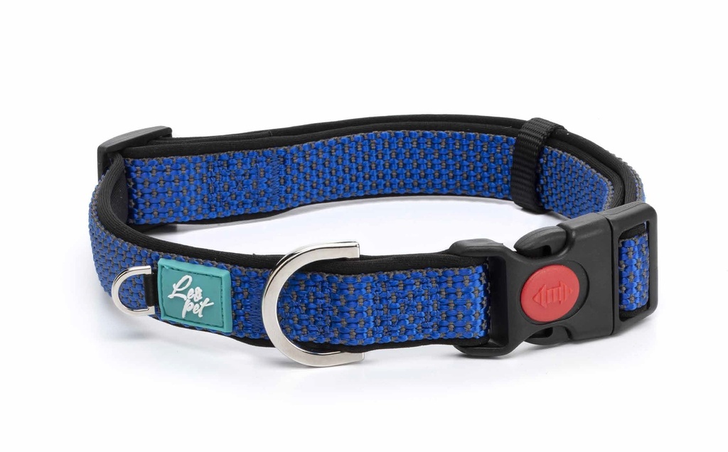 LEO PET COLLAR DE NYLON IMPERMEABLE ADVENTURE "EAST" AZUL M 30-45 CM