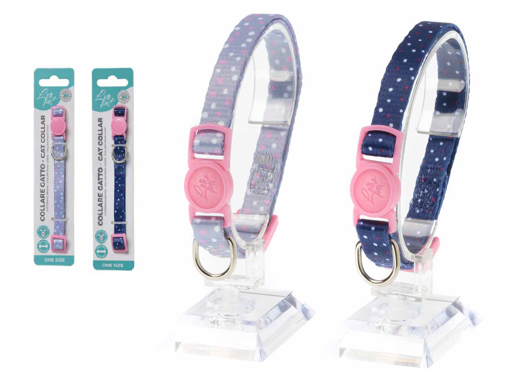 LEO PET COLLAR GATO ESTAMPADO DOBLE LUNARES COLOR VARIADO
