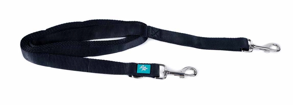 LEO PET CORREA CON DOBLE MOSQUETÓN DE NYLON NEGRO XXL 2,5X500 CM GROSOR 2,2 MM