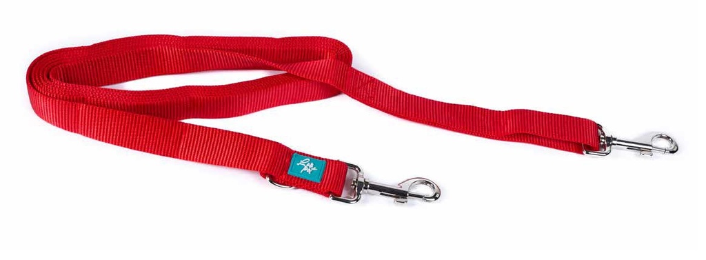 LEO PET CORREA CON DOBLE MOSQUETÓN DE NYLON ROJO XXL 2,5X500 CM GROSOR 2,2 MM