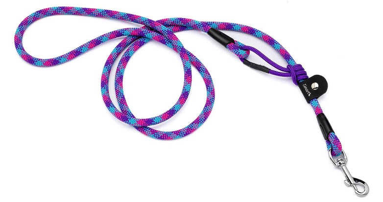 LEO PET CORREA DE CUERDA CON GANCHO CM 200 COLOR AZUL CLARO E/FUCSIA