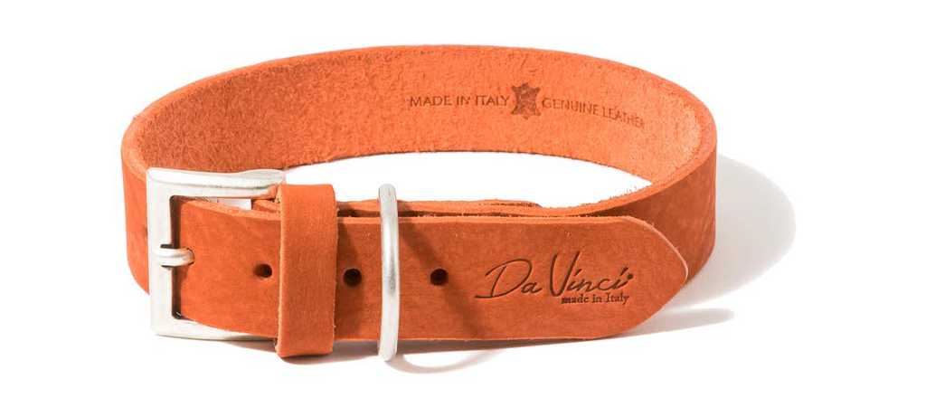 LEO PET FATTED LEATHER COLLAR 55x3 CM ORANGE