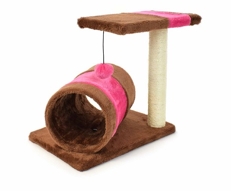 LEO PET RASCADOR "RIMINI" MARRÓN CLARO-FUCSIA 40X29X38 CM