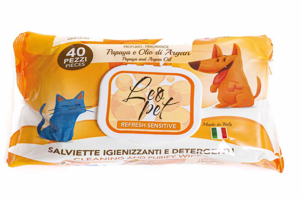 LEO PET TOALLITAS PAPAYA Y ACEITE DE ARGÁN 40 PZ