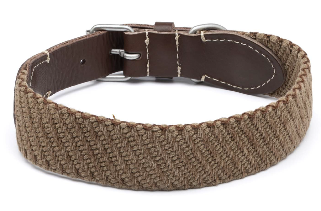 LEO PET COLLAR DE CINTA COLOR LISO MARRÓN LAVADO 50X3.5CM