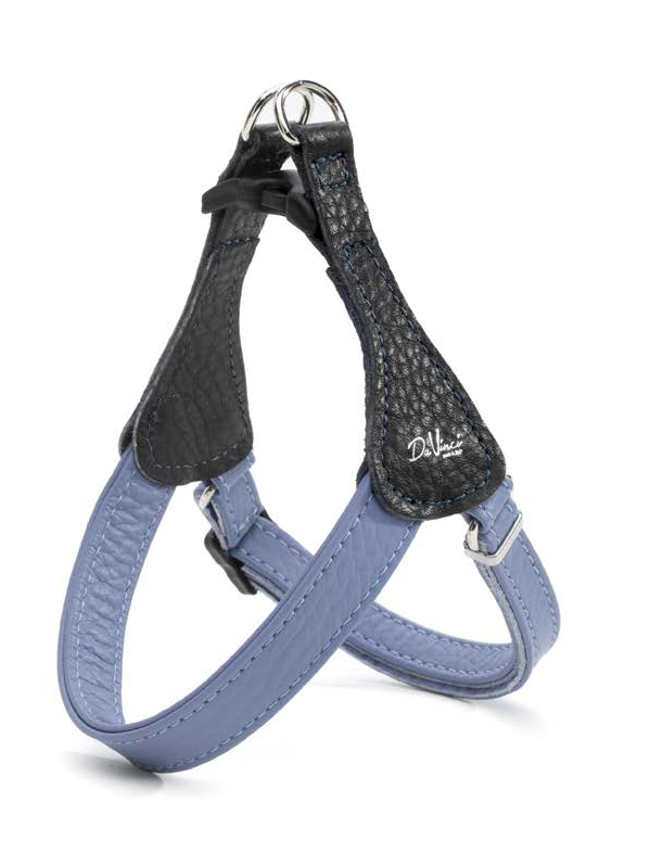 LEO PET ARNÉS DE CUERO BICOLOR AZUL MARINO Y AZUL CLARO XS