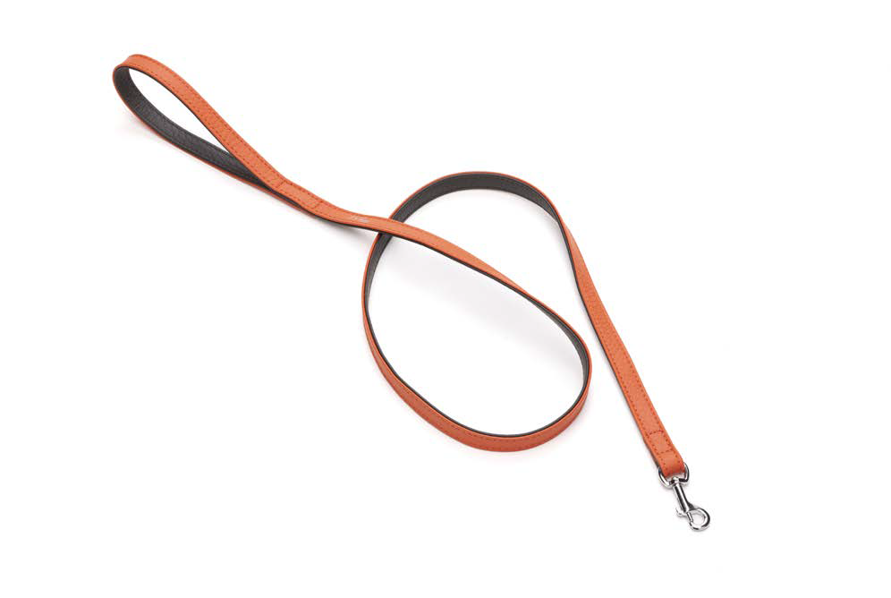 LEO PET CORREA DE CUERO BICOLOR NARANJA Y MARRÓN OSCURO 120X1.5CM