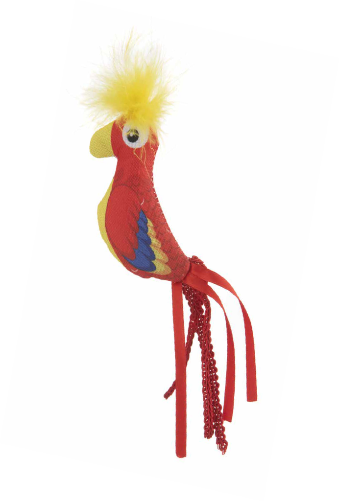 LEO PET JUGUETE SURTIDO DE PÁJAROS DE TELA CON PLUMAS Y CINTAS