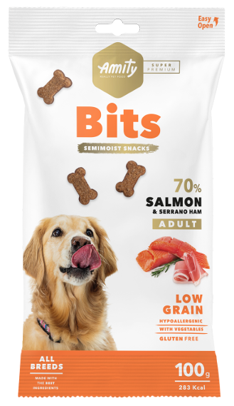 AMITY BITS SALMON & JAMÓN 100GR  