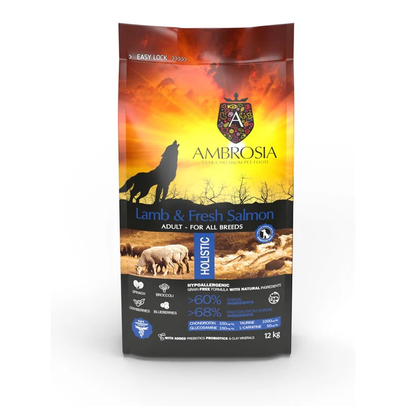 AMBROSIA DOG CORDERO & SALMÓN FRESCO 2KG