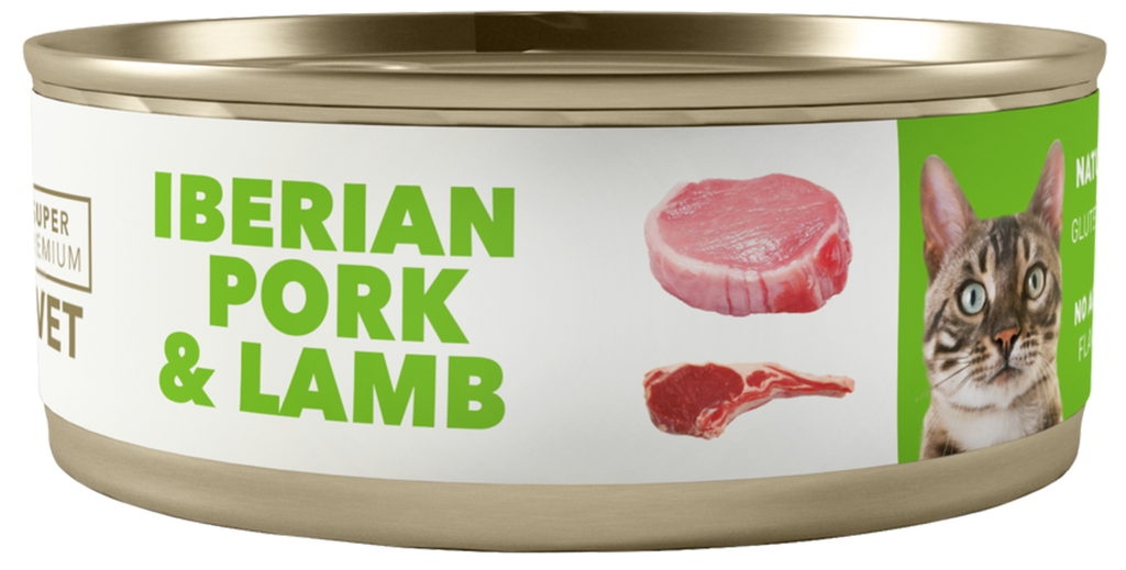 AMITY LATA LOW GRAIN CAT ADULT CERDO IBÉRICO & CORDERO 100GR (24 UND.)   