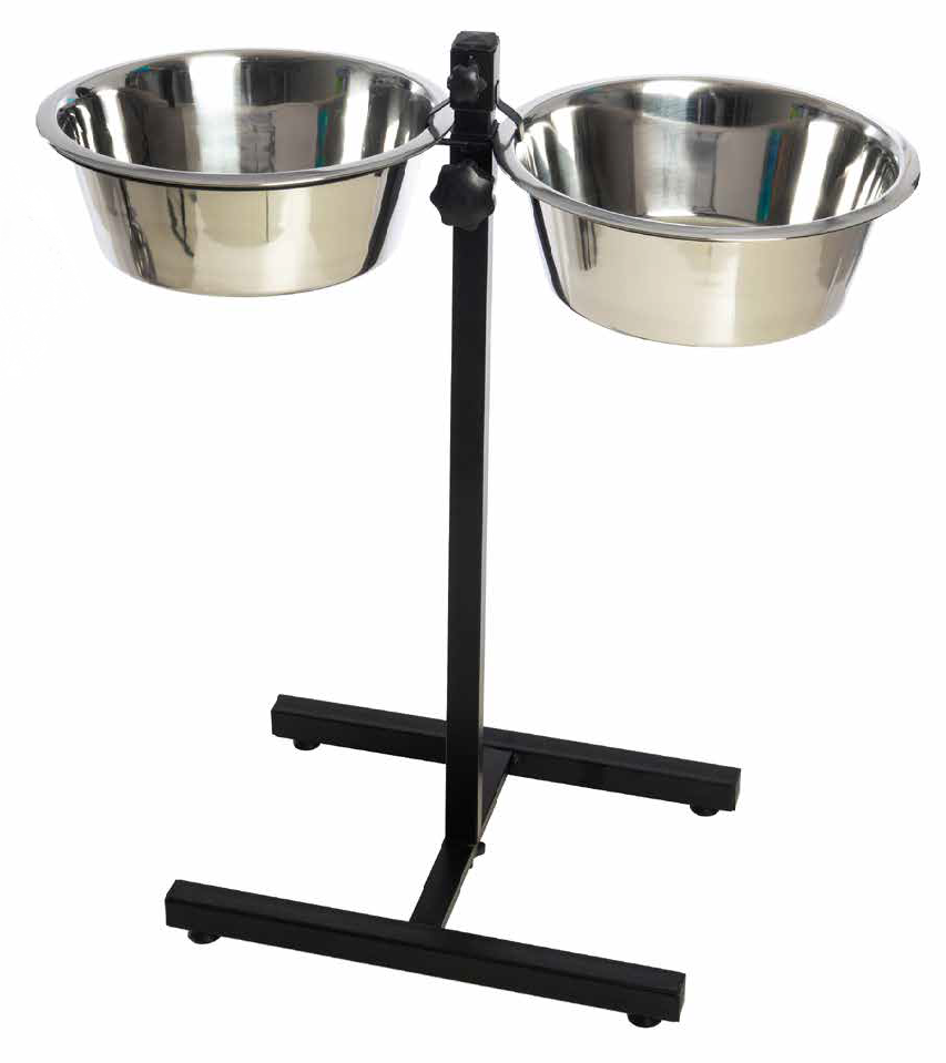 LEO PET SOPORTE EN FORMA DE H CON 2 CUENCOS 1800ML DE ACERO INOXIDABLE 55CM DE ALTURA