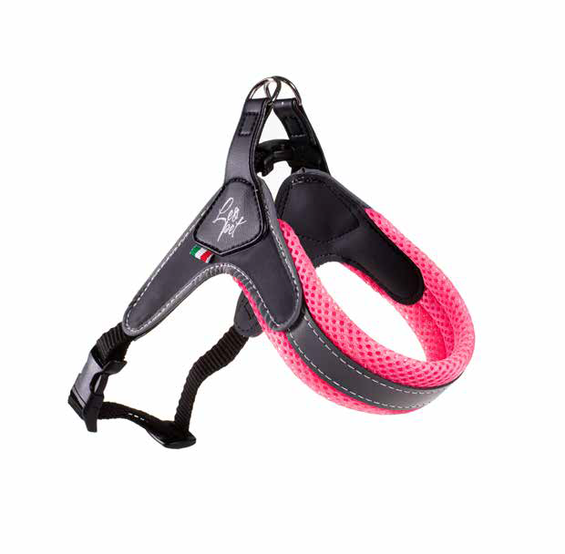 LEO PET ARNÉS AIRSOFT PVC/MALLA/POLIPOLIMETRICO 30-40CM ROSA FLUOR