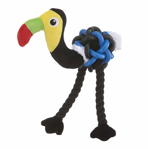 LEO PET TUCAN DE PELUCHE CON PELOTA Y CUERDA DE PVC 