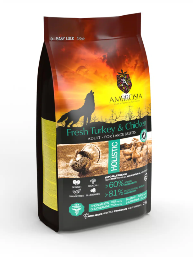AMBROSIA DOG PAVO FRESCO & POLLO 12KG