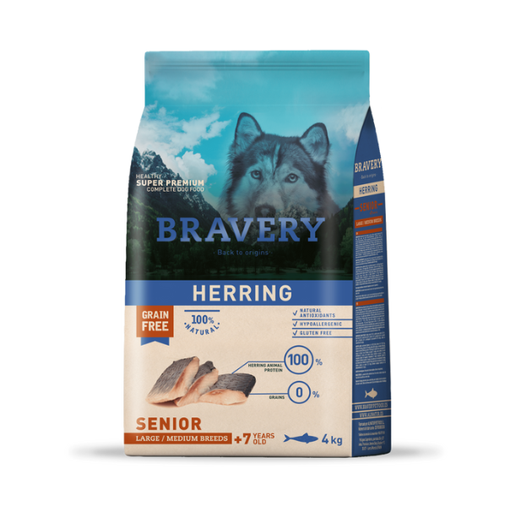 [04PE004000.0095.0096] BRAVERY DOG SENIOR HERRING (ARENQUE) MED/LARGE 4KG