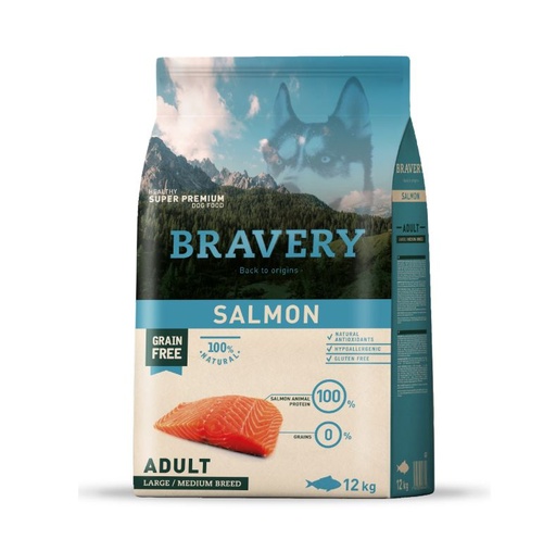 [04PE012000.0015.0036] BRAVERY DOG ADULT SALMON  MED-LARGE 12KG