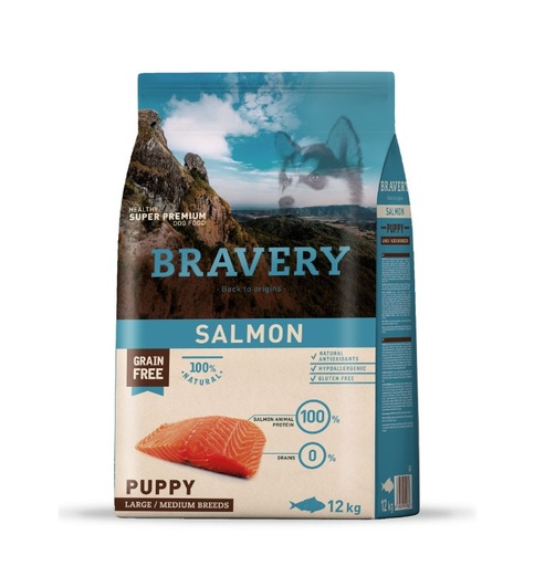 [04PE012000.0016.0036] BRAVERY DOG PUPPY SALMON  MED-LARGE BR. 12KG