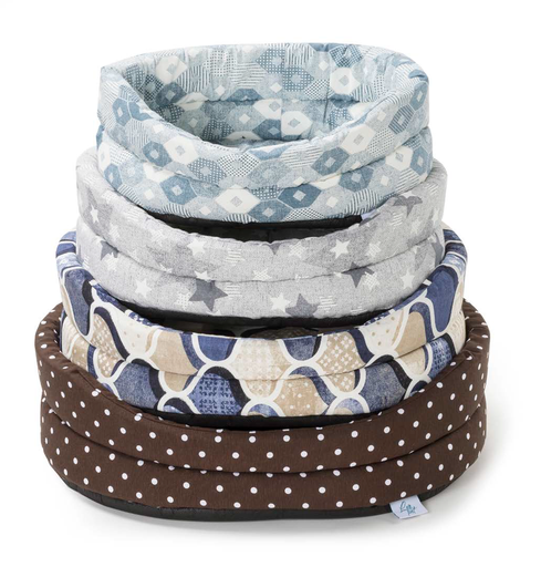 [1009000] LEO PET JUEGO DE 4 CAMAS DE ESPUMA OVALADA ORFEO TELAS MIXTAS