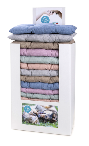 [CB6085039S] LEO PET EXPOSITOR COJÍN BOMBER COLORES LISOS PASTEL SURTIDO 60X85 CM (18 UNIDADES POR EXPOSITOR)