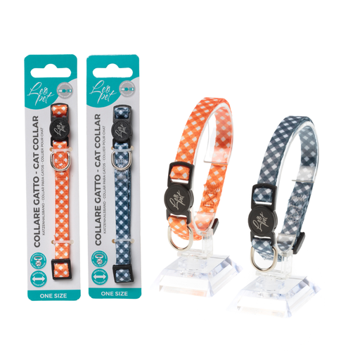 [CGC015] LEO PET COLLAR GATO ESTAMPADO CUADRÍCULA COLOR VARIADO