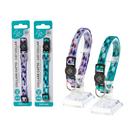 [CGC022] LEO PET COLLAR GATO ESTAMPADO PESCADO COLOR VARIADO
