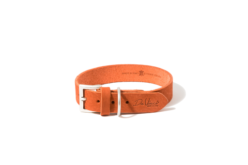 [DV30.1.45OR] LEO PET FATTED LEATHER COLLAR 45x2 CM ORANGE